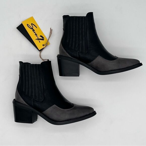 SEVEN7 | Tuxedo Tex Ankle Booties | Black Vegan Leather | Sizes 6 & 9 - Picture 9 of 15